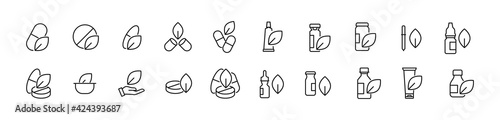 Simple line set of alternative medicine icons. photo