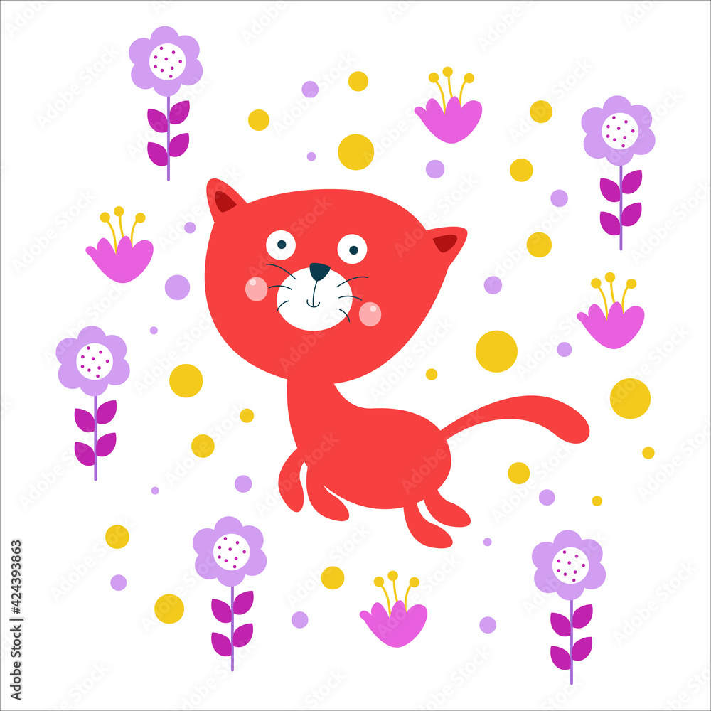 Cute Cat Activity Flat Cartoon Character Vector Template Design Illustration Cute Cat Activity Flat Cartoon Character Vector Template Design Illustration