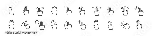 Linear icon set of gesture.