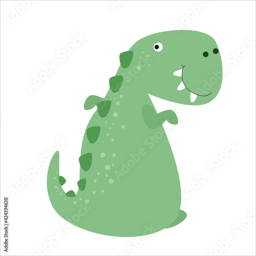 Cute Dino Flat Cartoon Character Vector Template Design Illustration