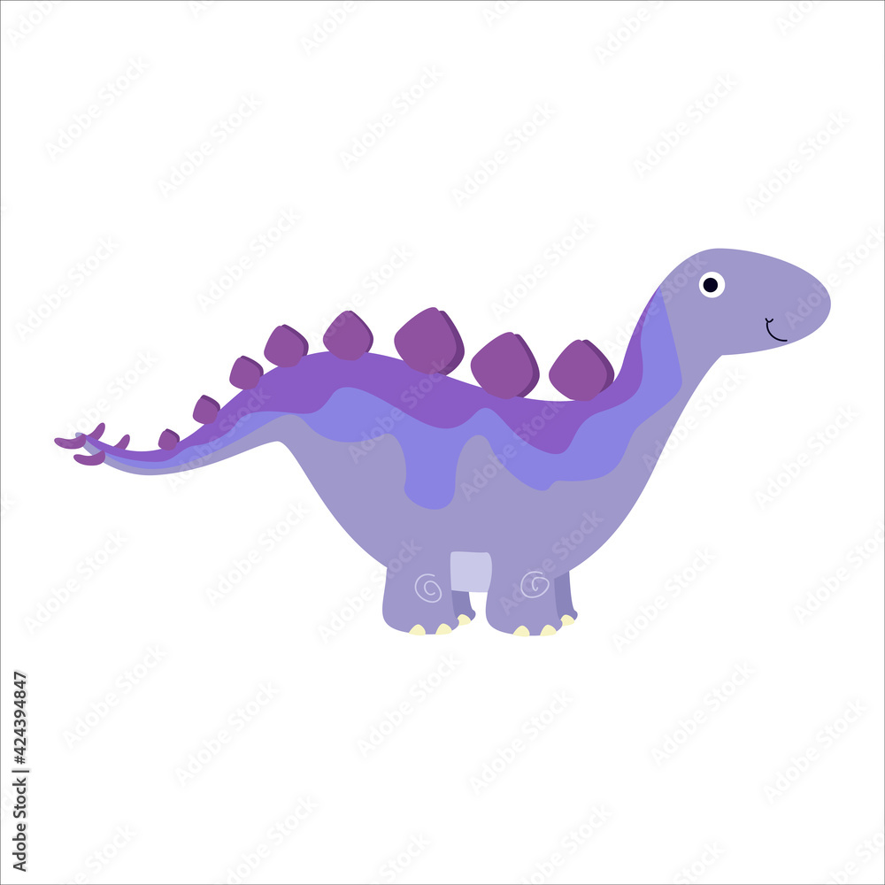 Naklejka premium Cute Dino Flat Cartoon Character Vector Template Design Illustration