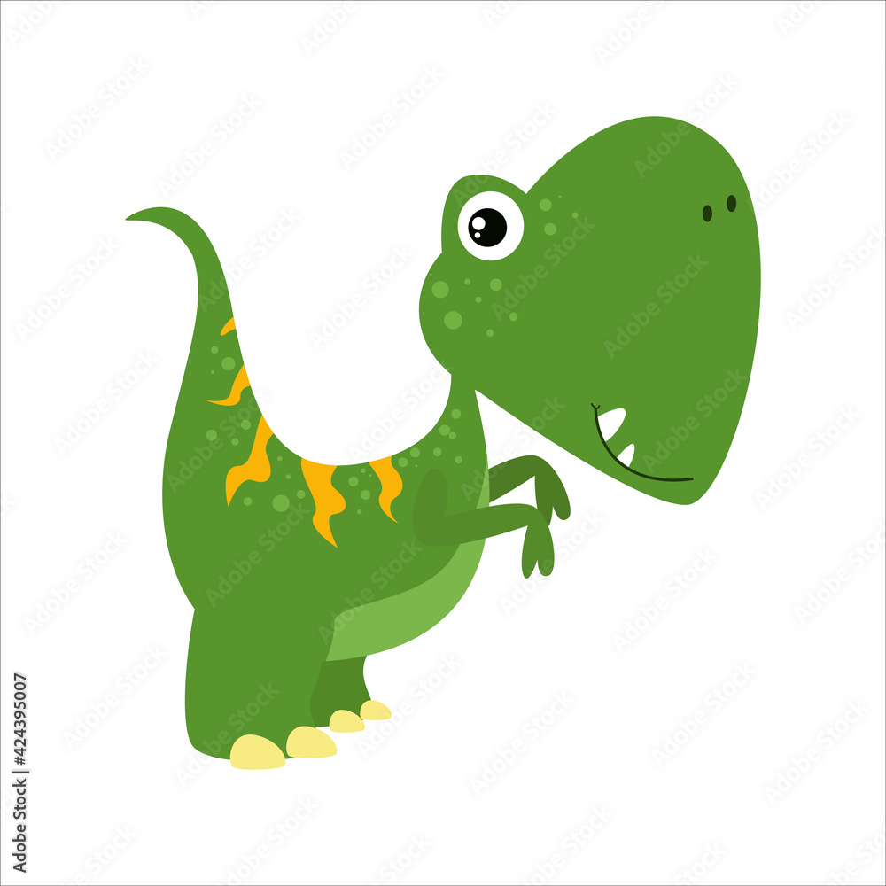 Fototapeta premium Cute Dino Flat Cartoon Character Vector Template Design Illustration