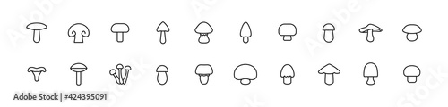 Pack of line mushroom icons.