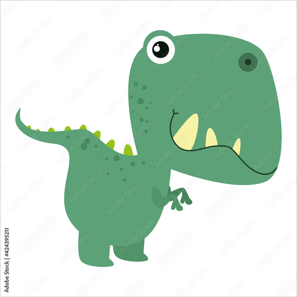 Obraz premium Cute Dino Flat Cartoon Character Vector Template Design Illustration