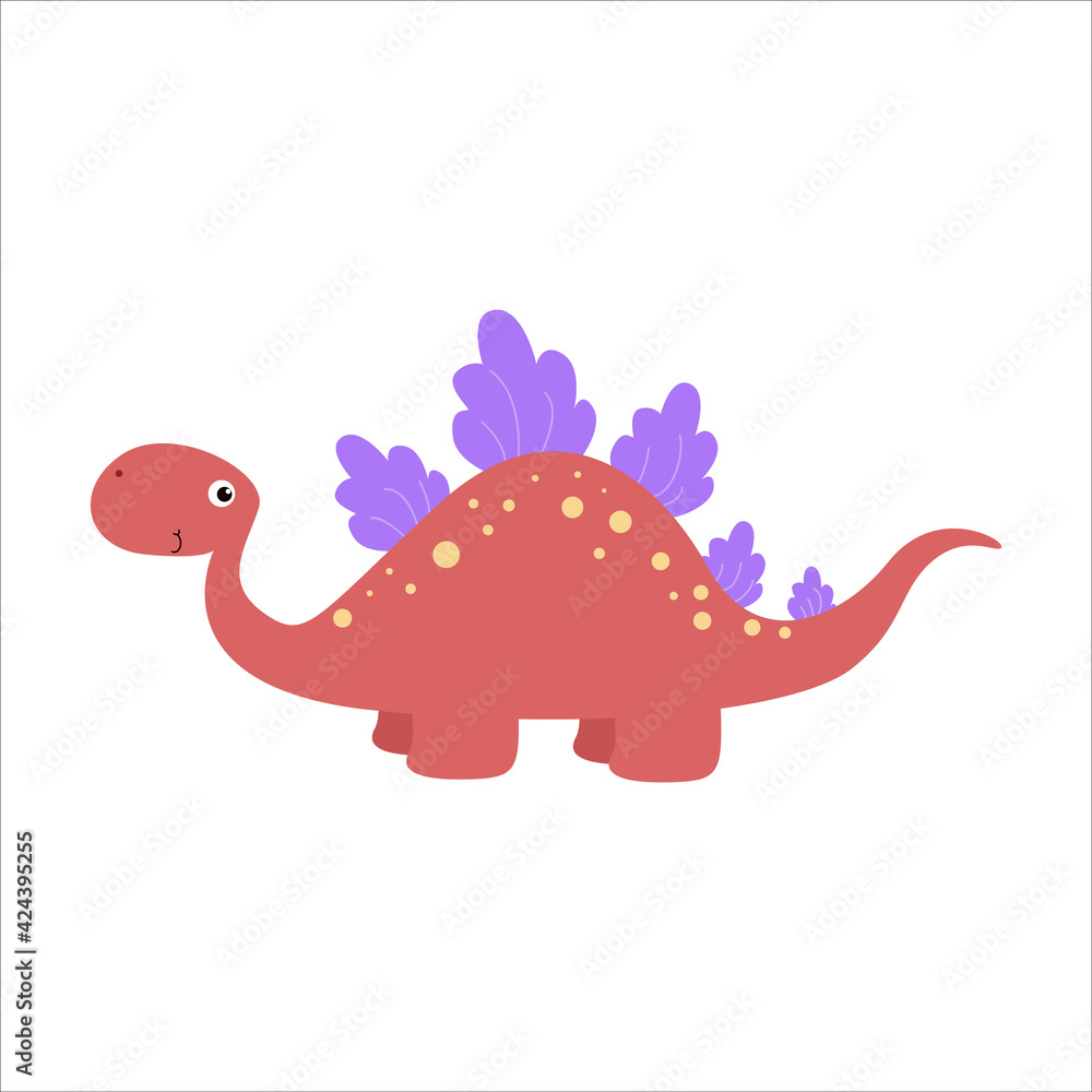 Cute Dino Flat Cartoon Character Vector Template Design Illustration