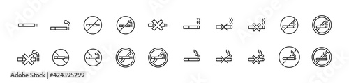Premium pack of no smoking line icons.