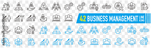 Management line icons. Business people, Algorithm and Group. Startup strategy linear icon set. Vector