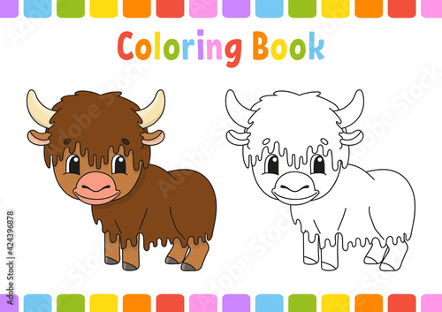 Coloring book for kids. Cartoon character. Vector illustration. Fantasy page for children. Black contour silhouette. Isolated on white background.