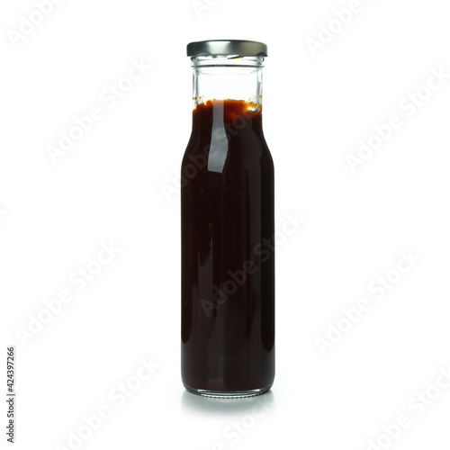 Bottle of barbecue sauce isolated on white background