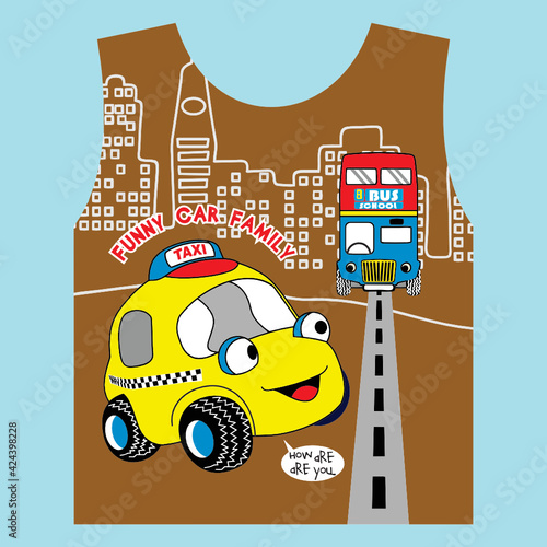 collection funny interesting cars cartoon vector 