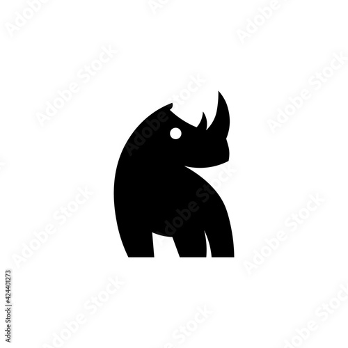 Black icon rhino sign. Vector illustration eps 10