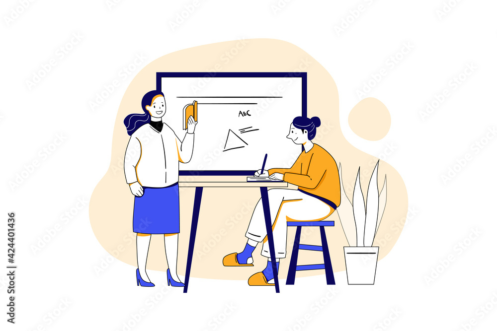 Female Teacher Teaching Her Student