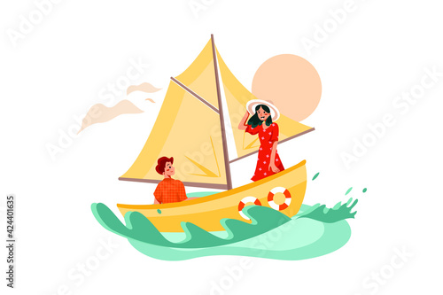 Sailing. Outdoor Activities Illustration concept