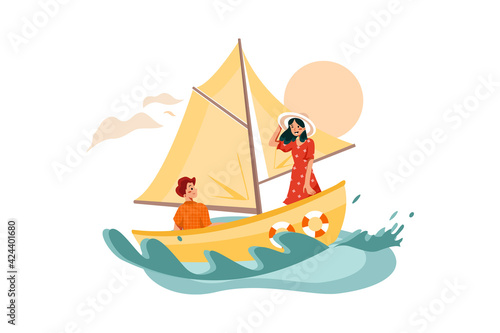 Sailing. Outdoor Activities Illustration concept