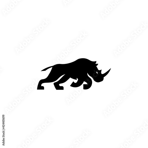 Black icon rhino sign. Vector illustration eps 10