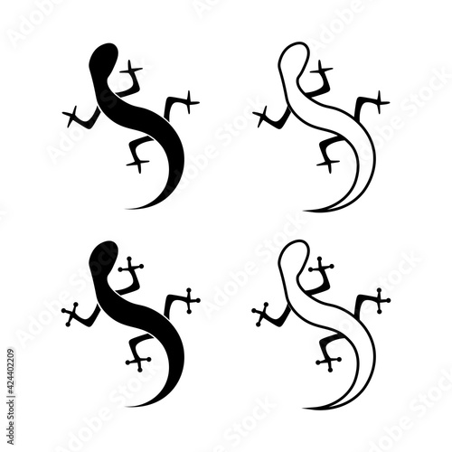 Black icon lizard sign. Vector illustration eps 10