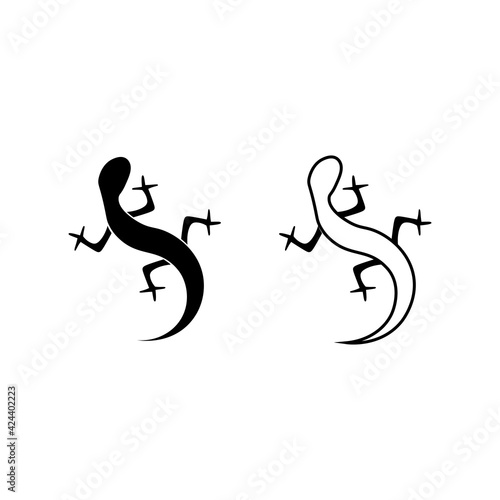 Black icon lizard sign. Vector illustration eps 10