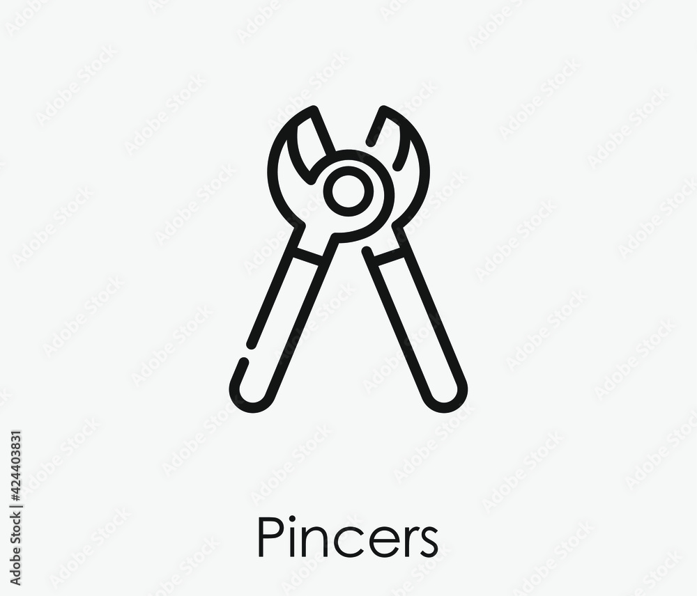Pincers vector icon. Editable stroke. Linear style sign for use on web design and mobile apps, logo. Symbol illustration. Pixel vector graphics - Vector Pincers vector icon. Editable stroke. Linear style sign for use on web design and mobile apps, logo. Symbol illustration. Pixel vector graphics - Vector