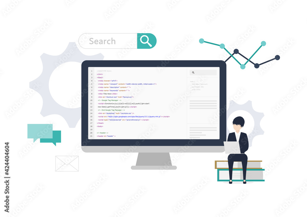 Webサイト制作 プログラミング デジタルマーケティングのイラスト素材 Stock Vector Adobe Stock
