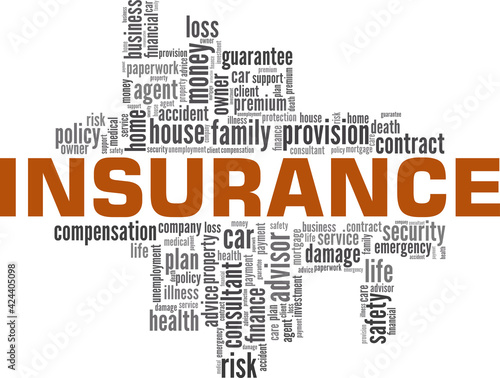 Insurance vector illustration word cloud isolated on a white background.