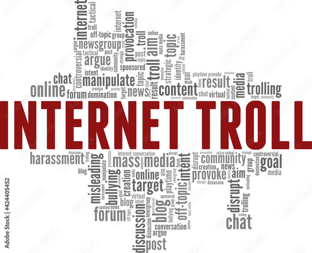 Internet Troll vector illustration word cloud isolated on a white background.