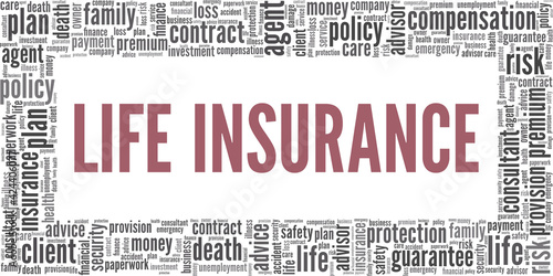 Life insurance vector illustration word cloud isolated on a white background.