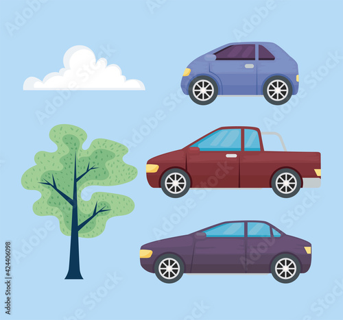 three cars vehicles