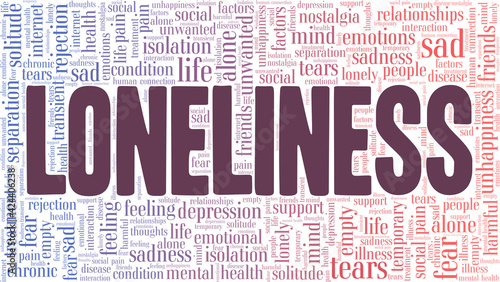 Loneliness vector illustration word cloud isolated on a white background.