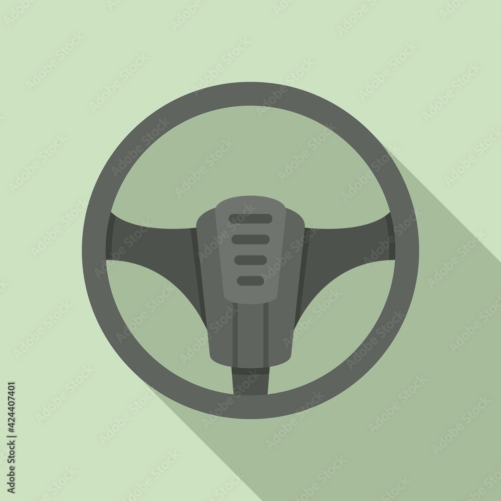 Automobile steering wheel icon, flat style Automobile steering wheel icon, flat style