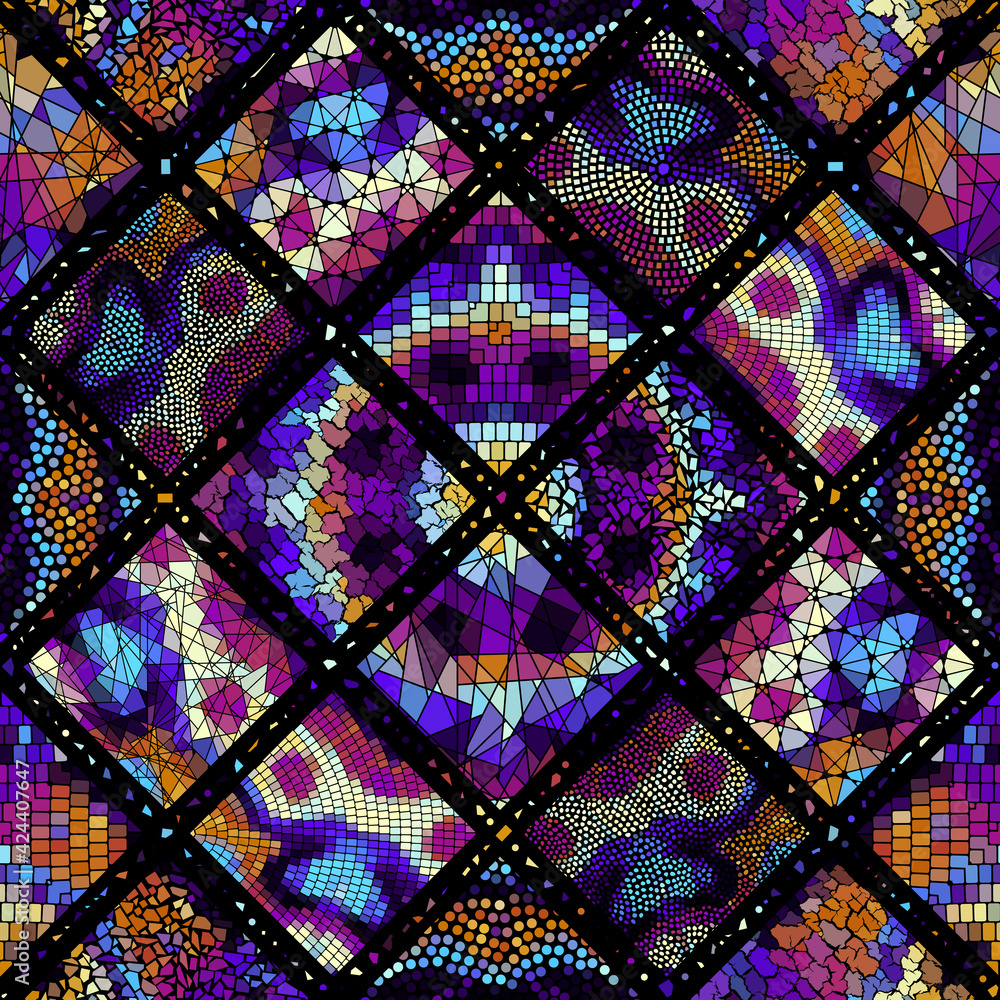 Vector seamless mosaic art pattern. Art background. Vector seamless mosaic art pattern. Art background.