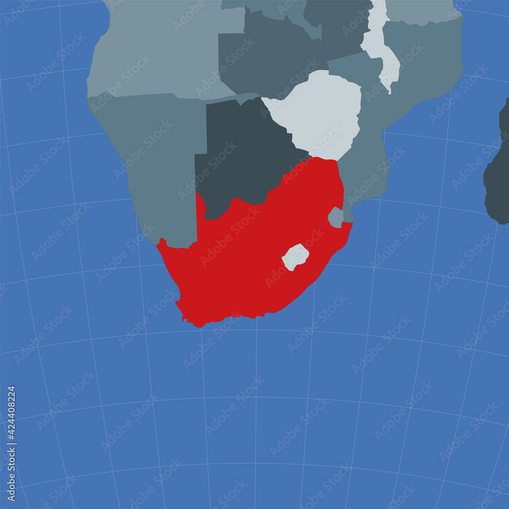 Shape of the South Africa in context of neighbour countries. Country