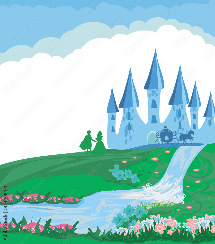 The princess and the prince in a beautiful garden