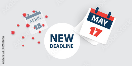 Tax Day Reminder Concept - Calendar Design Template - USA Tax Deadline, New Extended Date for IRS Federal Income Tax Returns: 17 May 2021