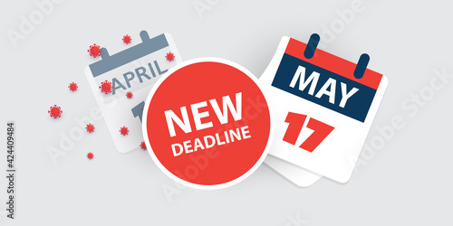 Tax Day Reminder Concept - Calendar Design Template - USA Tax Deadline, New Extended Date for IRS Federal Income Tax Returns: 17 May 2021