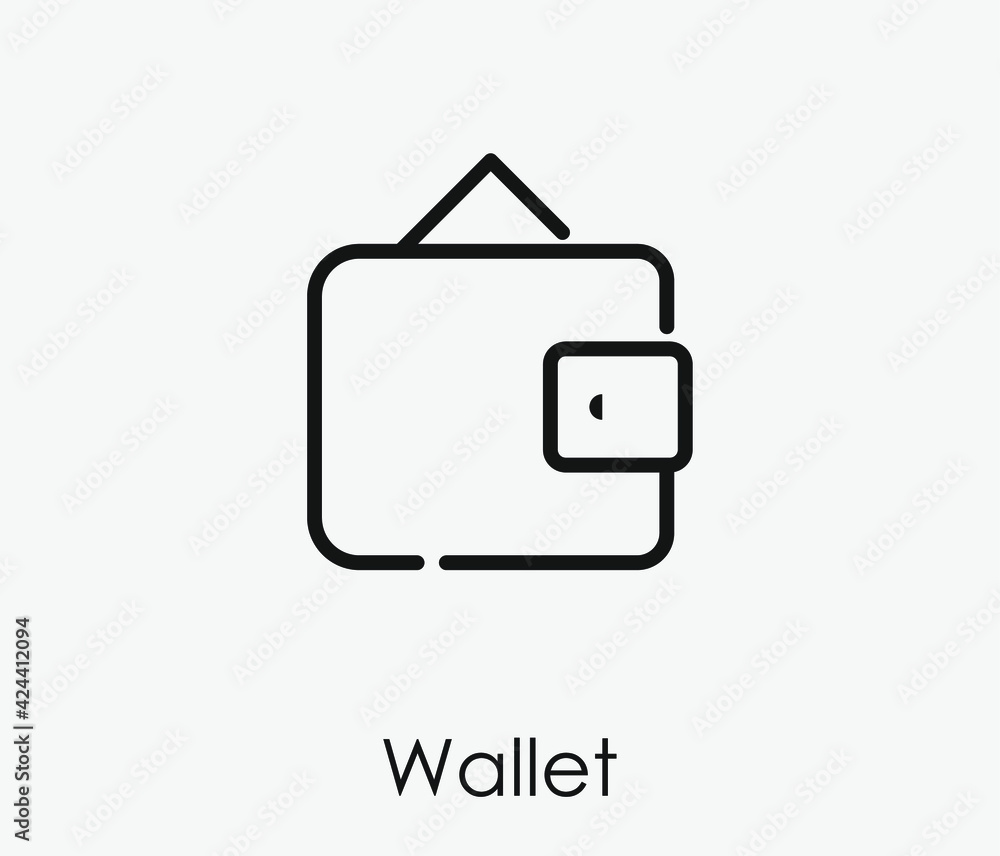 Wallet vector icon. Editable stroke. Linear style sign for use on web design and mobile apps, logo. Symbol illustration. Pixel vector graphics - Vector Wallet vector icon. Editable stroke. Linear style sign for use on web design and mobile apps, logo. Symbol illustration. Pixel vector graphics - Vector