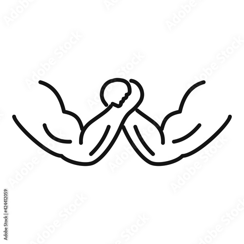 Arm wrestling icon, outline style