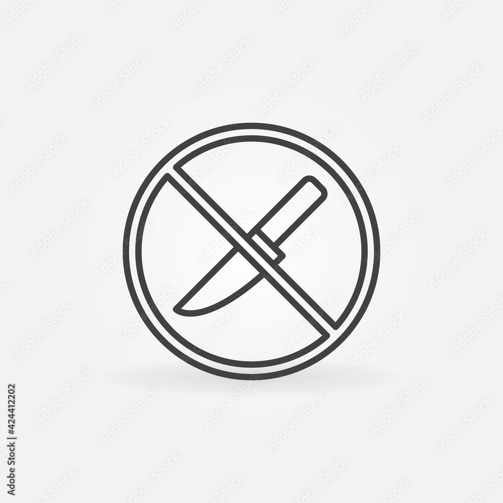 Do not use or open with Knife outline vector concept icon Do not use or open with Knife outline vector concept icon
