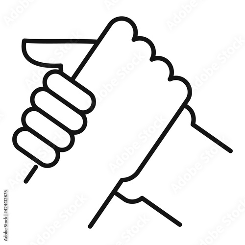 Arm wrestling partner icon, outline style