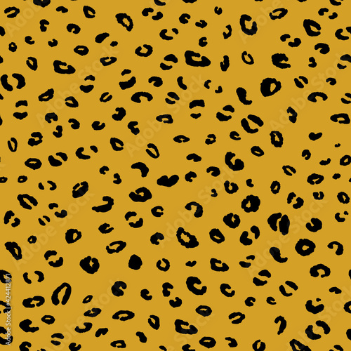 Abstract modern leopard seamless pattern. Animals trendy background. Yellow and black decorative vector stock illustration for print  card  postcard  fabric  textile. Modern ornament of stylized skin