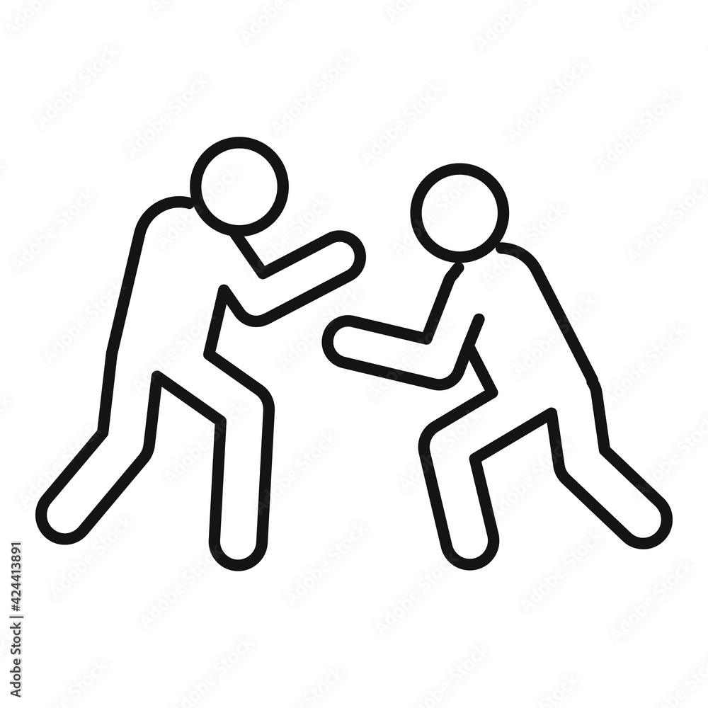Greco-roman wrestling team icon, outline style Greco-roman wrestling team icon, outline style