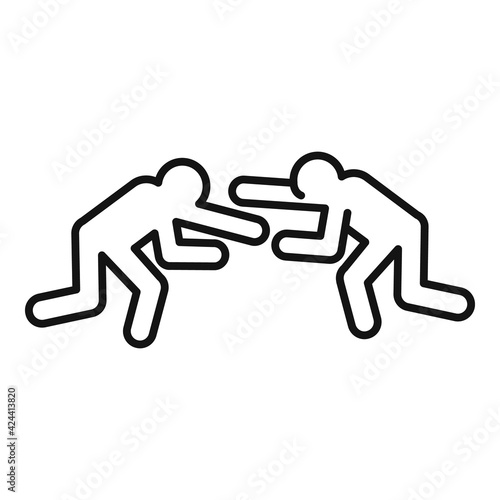 Greco-roman wrestling fight icon  outline style