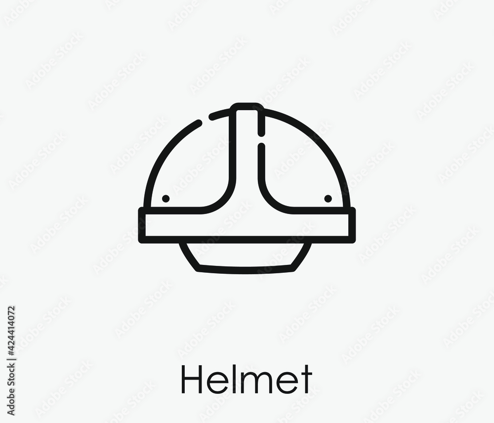 Helmet vector icon. Editable stroke. Linear style sign for use on web design and mobile apps, logo. Symbol illustration. Pixel vector graphics - Vector Helmet vector icon. Editable stroke. Linear style sign for use on web design and mobile apps, logo. Symbol illustration. Pixel vector graphics - Vector