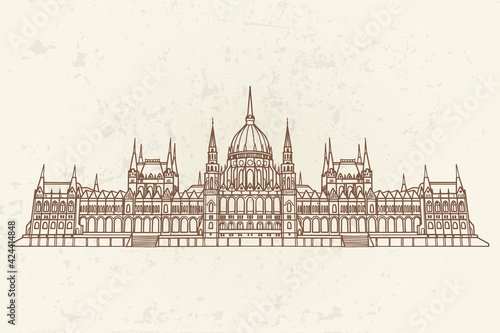 Photography Vector sketch of Hungarian Parliament Building