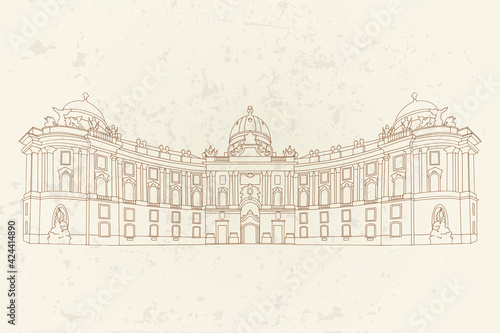 vector sketch of St. Michael square (Michaelerplatz), Vienna, Austria