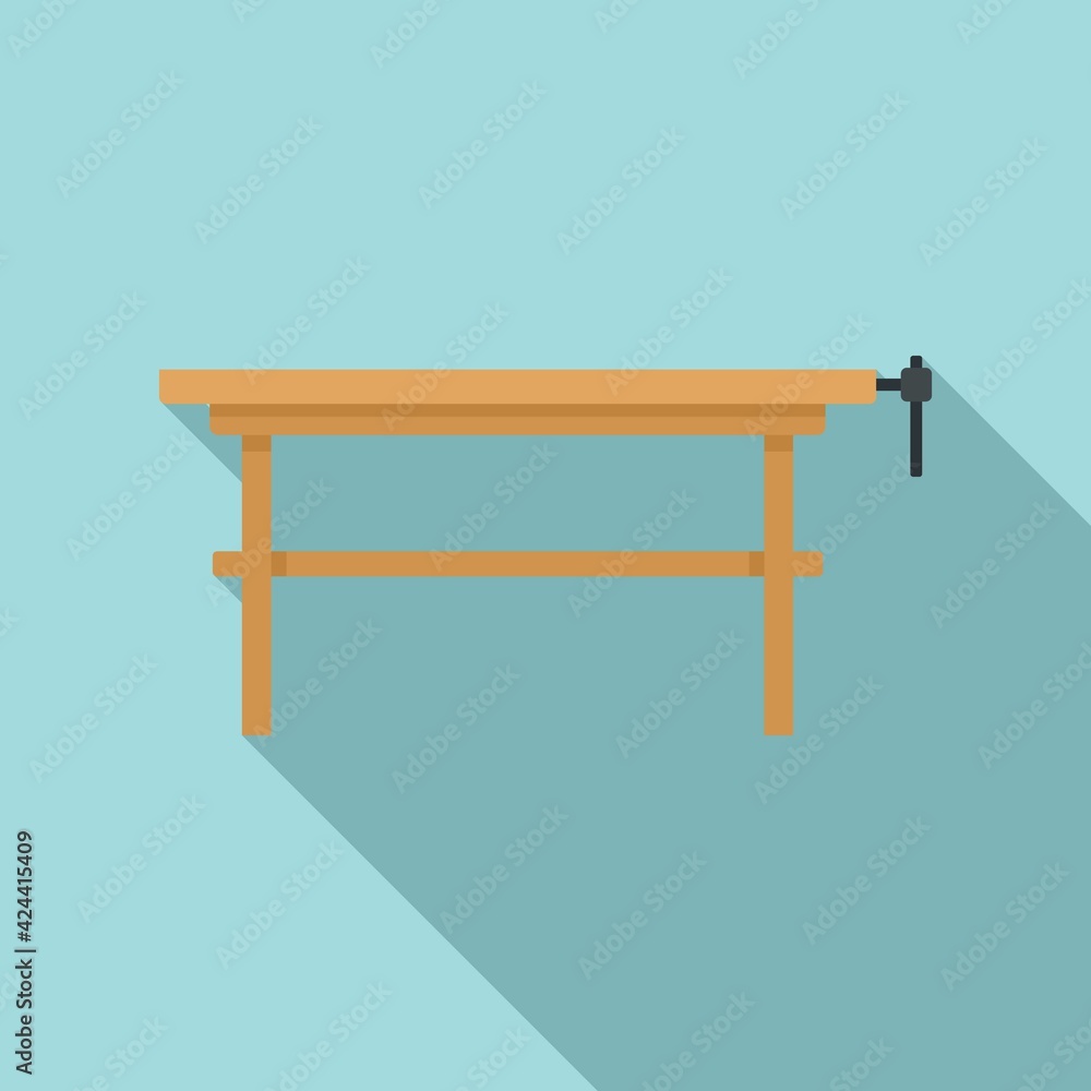 Carpenter work table icon, flat style Carpenter work table icon, flat style