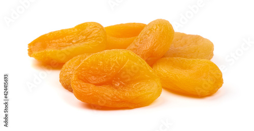 Dried apricots fruit, close-up, isolated on white background
