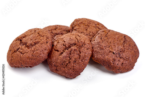 Chocolate cookies, isolated on white background. High resolution image