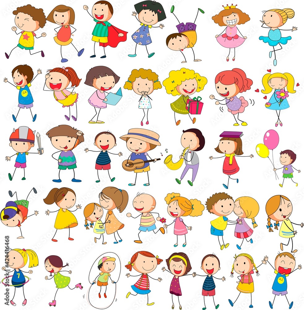 a collection of vector illustration of children playing