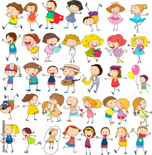 a collection of vector illustration of children playing