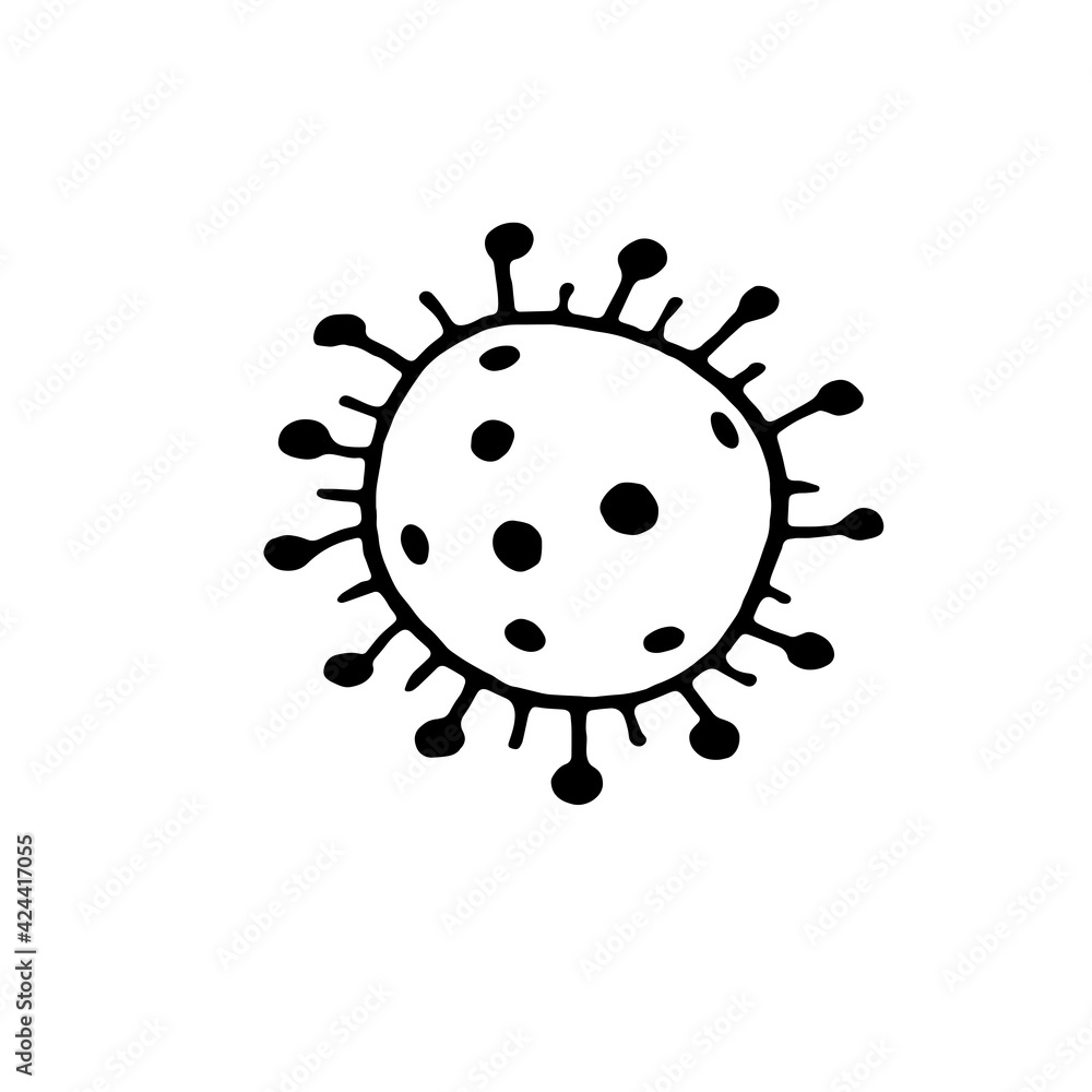 Virus icon. Molecule viral bacterial infection. Coronavirus. Flu laboratory infection test. Vector hand drawn outline illustration in doodle style Virus icon. Molecule viral bacterial infection. Coronavirus. Flu laboratory infection test. Vector hand drawn outline illustration in doodle style